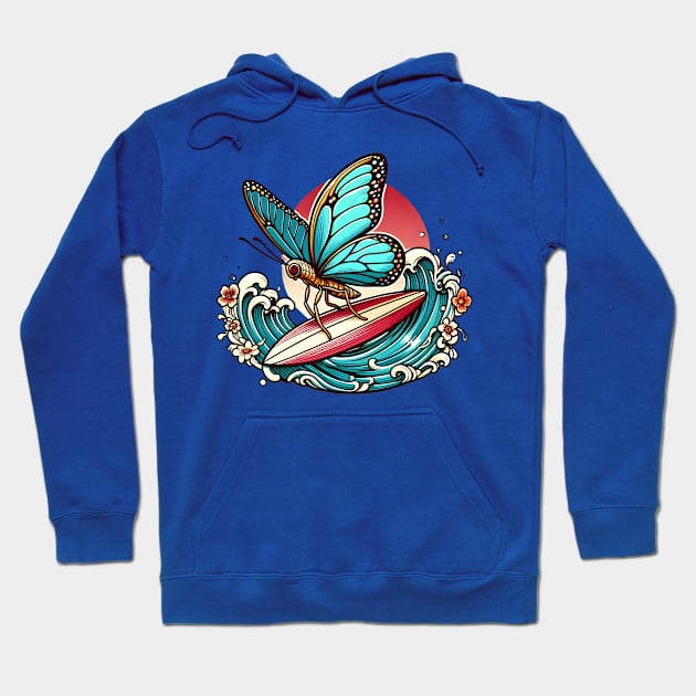 Surfing butterfly Hoodie by Japanese Fever